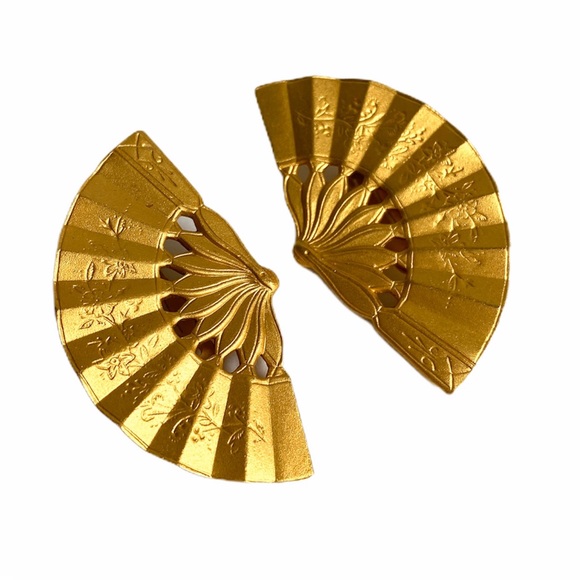 Vintage Jewelry - Vintage 80’s Ben-Amun Fan Earrings Runway Clip On